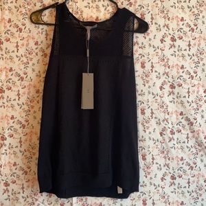 Halston heritage semi sheer fish neck  black sleeveless top size M